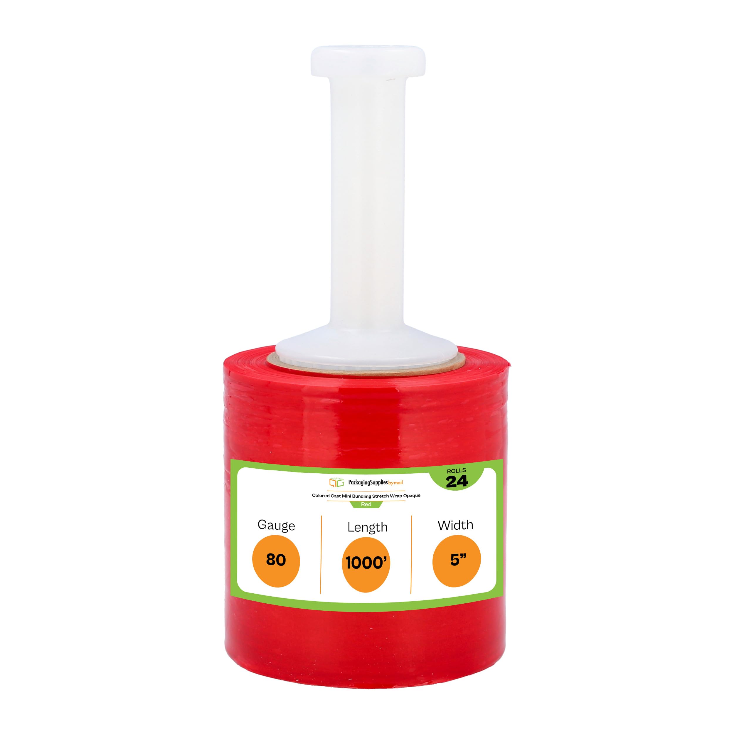 PSBM Red Mini Stretch Wrap with Plastic Handle - 24 Pack, 5