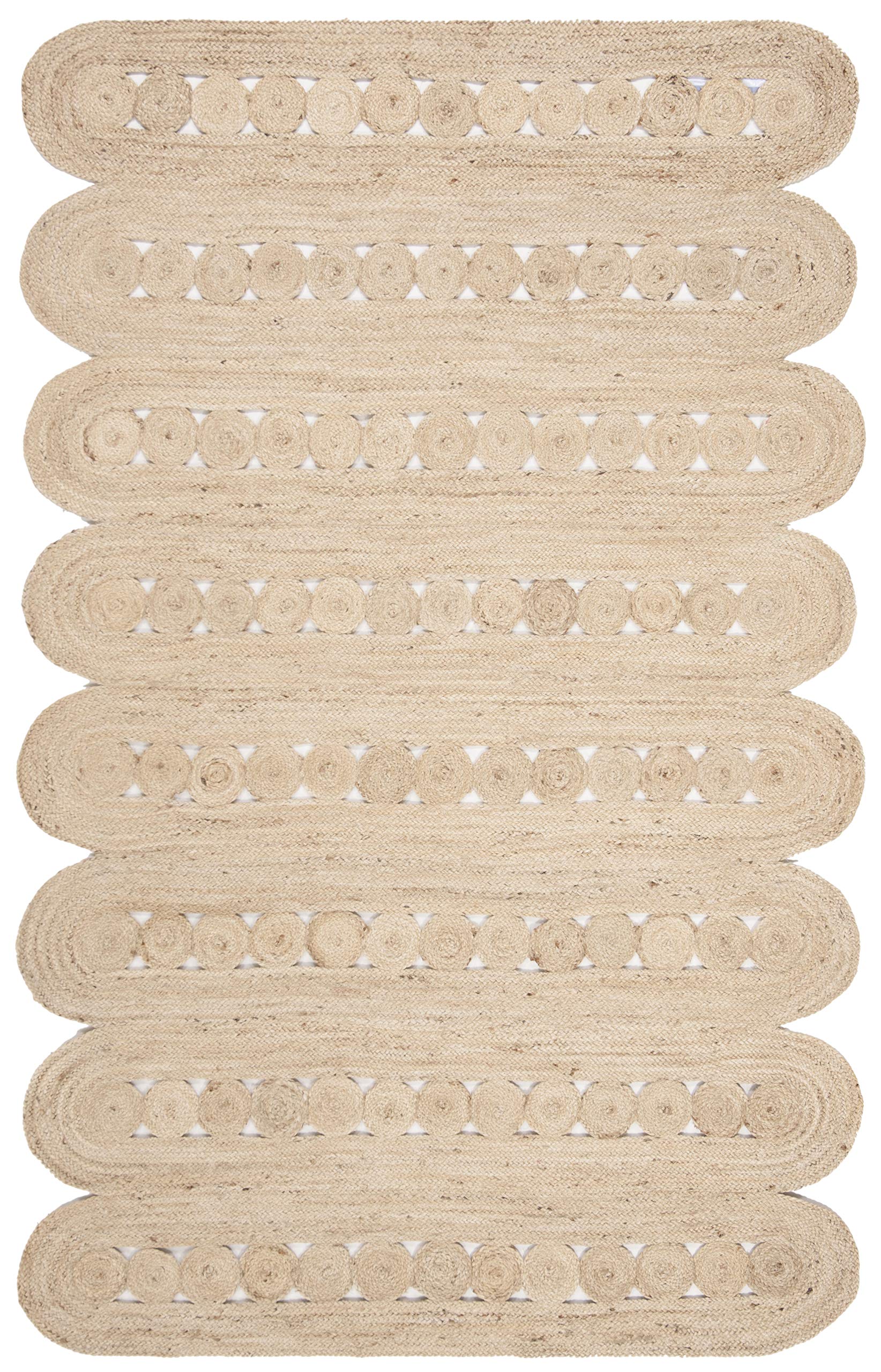 SAFAVIEH Natural Fiber Handmade Braided Jute Area Rug - 6' x 9' Farmhouse Woven Rug in Ivory, Perfect for High Traffic Living Room, Bedroom & Entryway (NF365A) | Cozy Home Decor, Boho Chic Style, Durable Floor Mat for Family Spaces