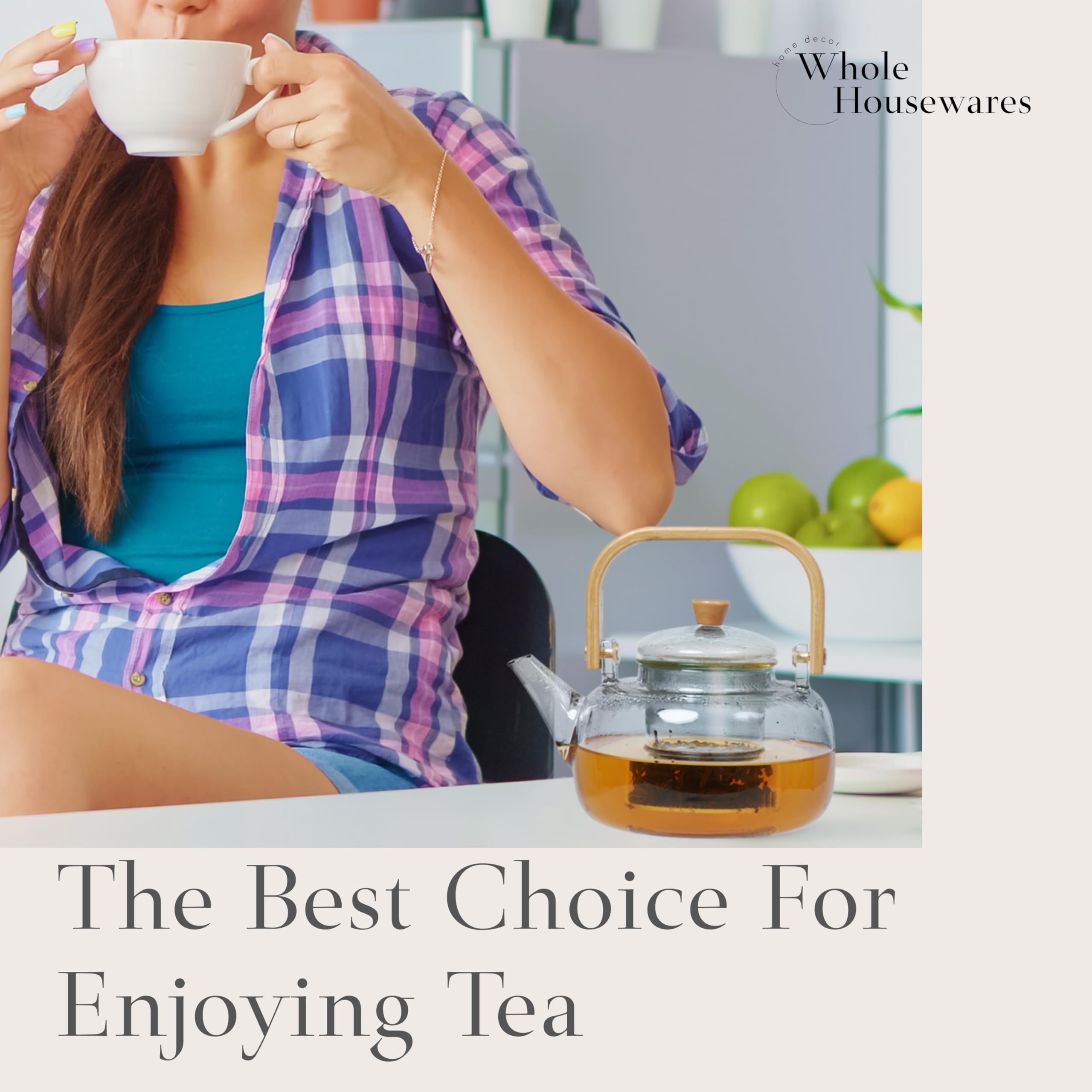 Premium Borosilicate Glass Teapot with Infuser & Bamboo Lid - Clear Stovetop Safe Tea Kettle - Dishwasher & Microwave Friendly - Perfect Gift for Tea Lovers - Ideal for Home, Office, and Tea Ceremonies