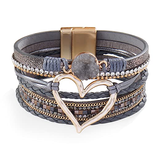 B5: gray leather warp bracelet