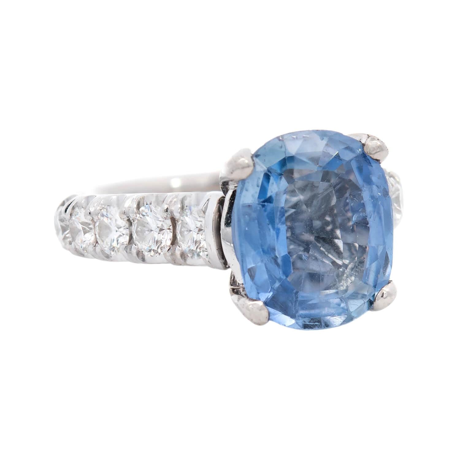 18K Gold GIA Certified Sapphire and Diamond Ring - 3.67ct Vintage Estate Jewelry for Women | Perfect for Engagement, Anniversary & Special Occasions