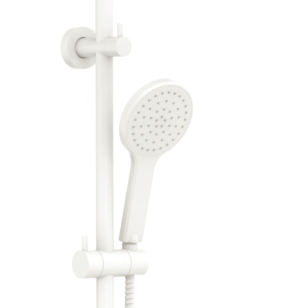Fienza 455109MW Kaya Twin Shower Head in Matte White - High Pressure Rainfall & Handheld Combo for Luxurious Spa Experience at Home