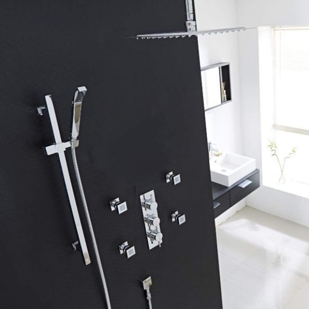 Luxury 4 Jetted Body Massage Shower System with Rainfall Shower Head & Handheld Shower - Adjustable Stainless Steel Shower Set with 5-Year Warranty (20
