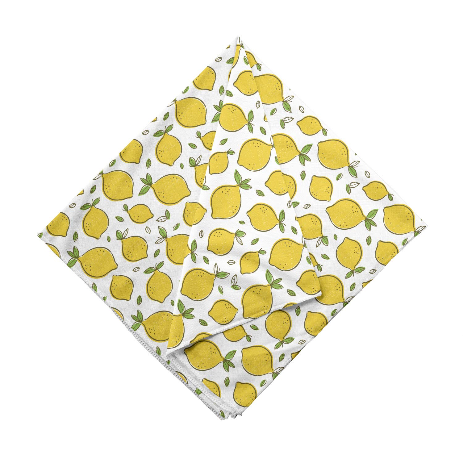 Ambesonne Lemon Bandana - Citrus Fruit Leaves Print Unisex Head Scarf & Neck Tie for Summer Outdoors, Music Festivals, and Casual Wear