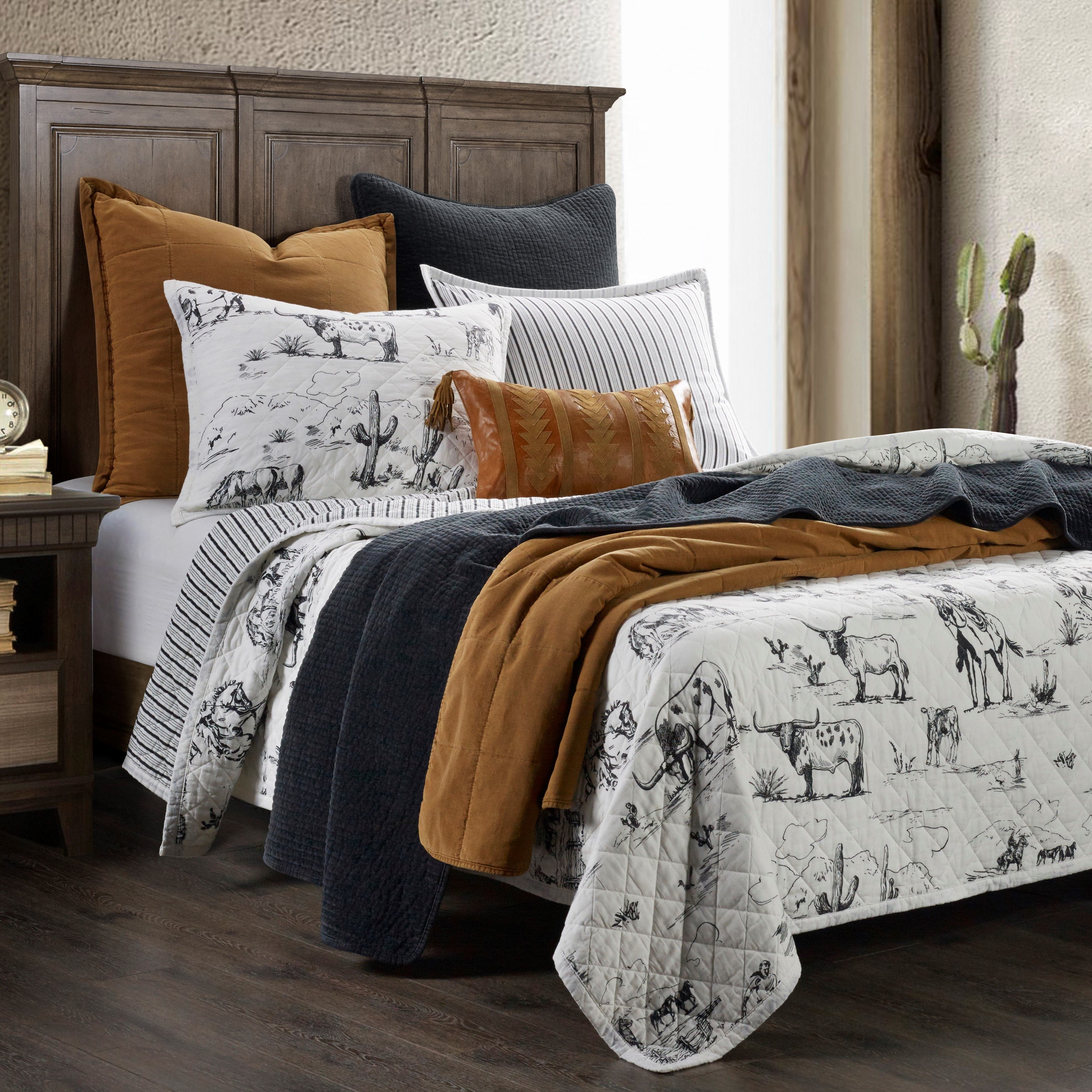 Ranch Life Printed Reversible Quilt Set - Western Farmhouse Bedding for Queen Size Beds - Perfect for Farmhouse Decor, Guest Rooms & Cozy Cabin Retreats