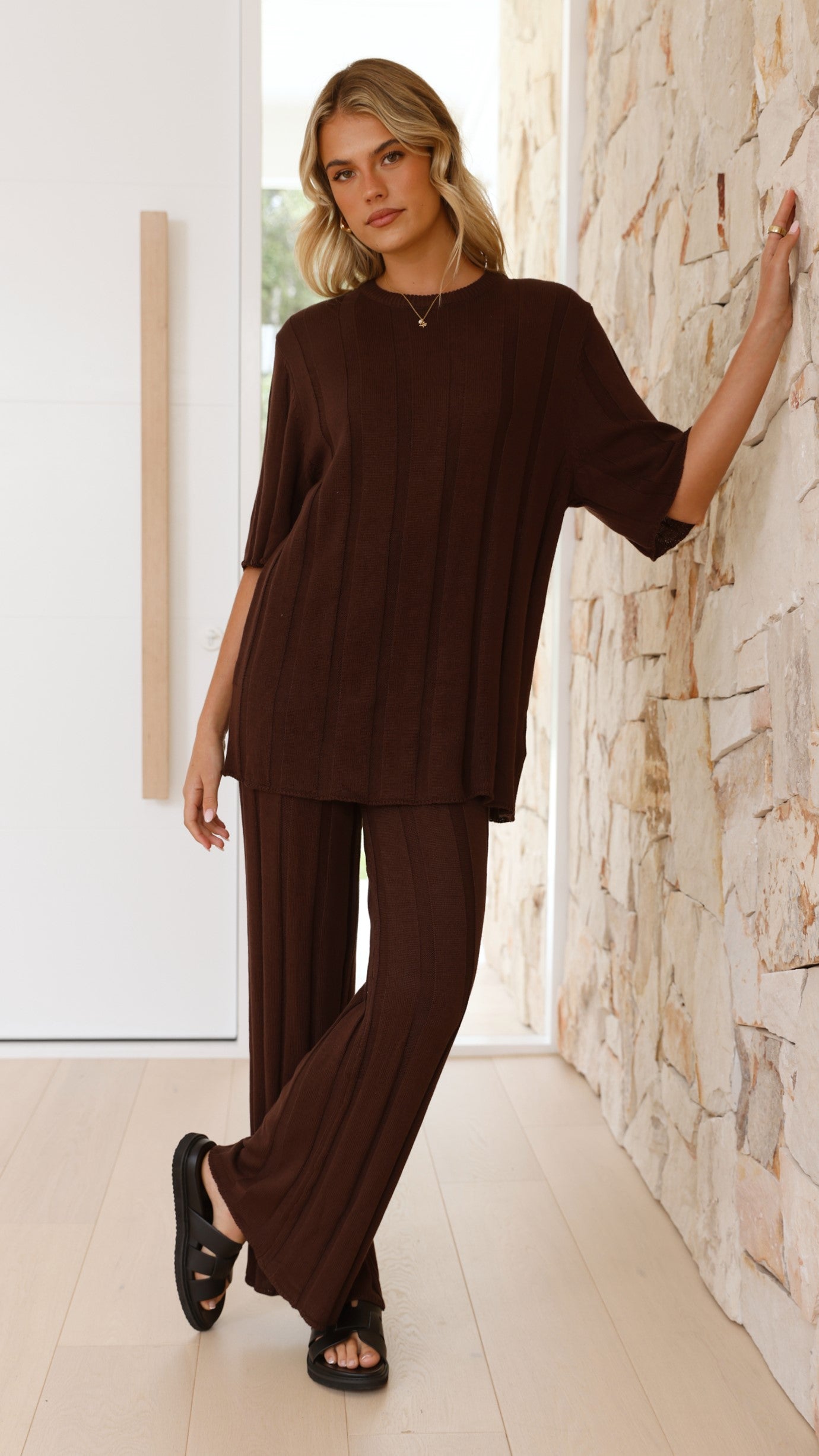Bayu Knit Pants for Women - Soft Stretchy Comfortable Lounge Pants in Brown | Perfect for Yoga, Home Wear & Casual Outfits