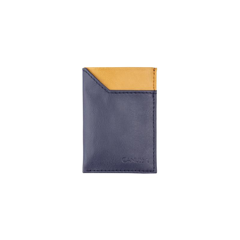 Premium Leather Cardholder in Blue & Camel - Slim RFID Blocking Wallet for Men & Women | Perfect for Travel, Business & Everyday Use