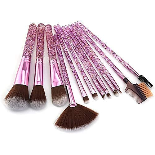 Premium 12-Piece Makeup Brush Set with Storage Barrel - Soft Bristles for Foundation, Blush, Eyeshadow & More - Perfect for Travel & Professional Makeup Artists (Shiny Finish)