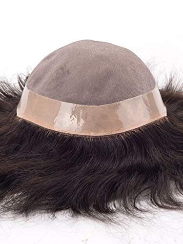Premium 8x6 Inch Dark Brown Human Hair Toupee for Men - Free Clips, Wig Cap, Hair Brush & Beard Comb - Natural Looking Hairpiece for Thinning Hair & Baldness - Perfect for Daily Wear, Work, and Special Occasions