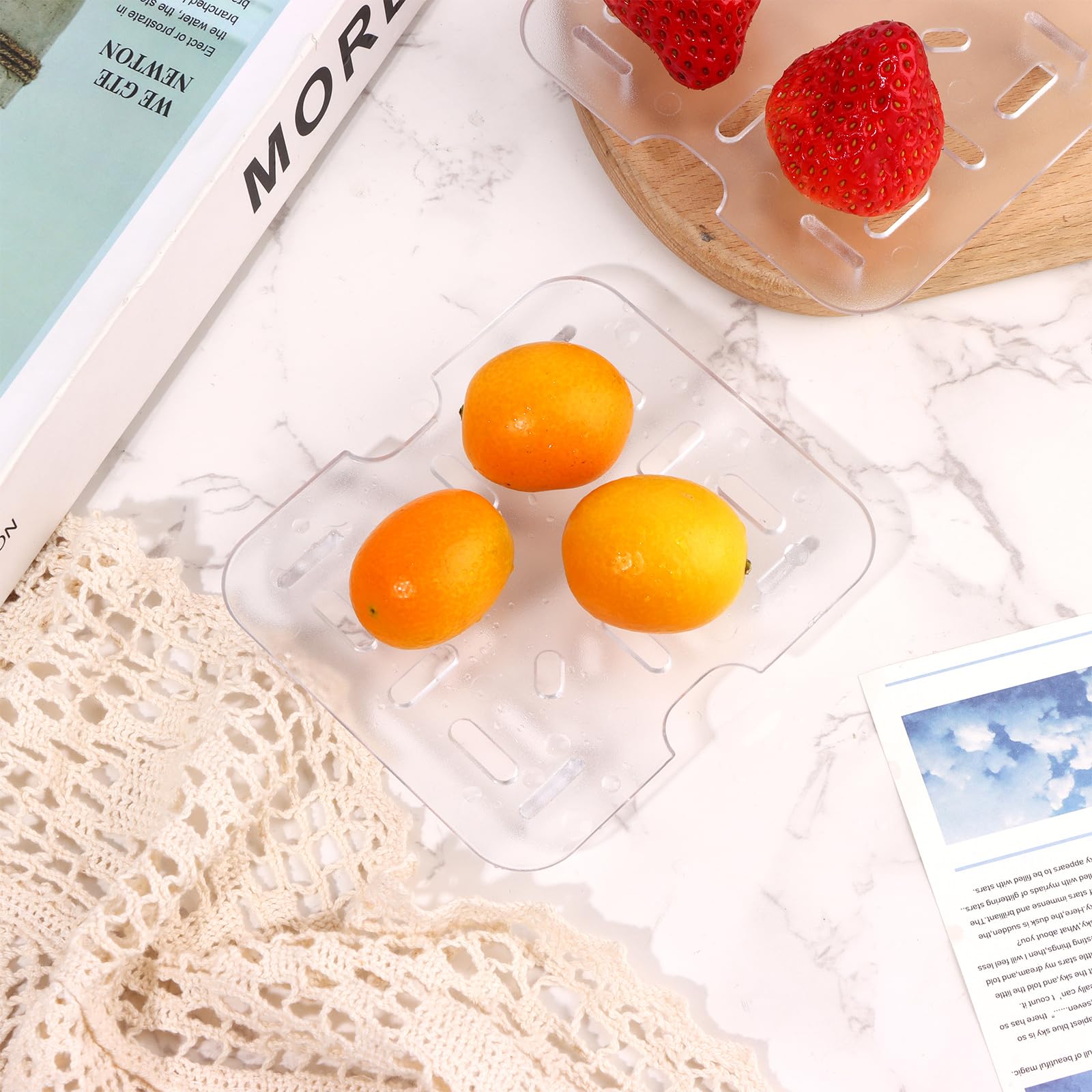 12 PCS Clear Plastic Drain Shelf for 1/6 Size Food Pan - Acrylic Food Drain Trays for Kitchen, Restaurant & Hotel - Perfect for Draining Fruits, Vegetables, Teapots & Dishes in Sinks