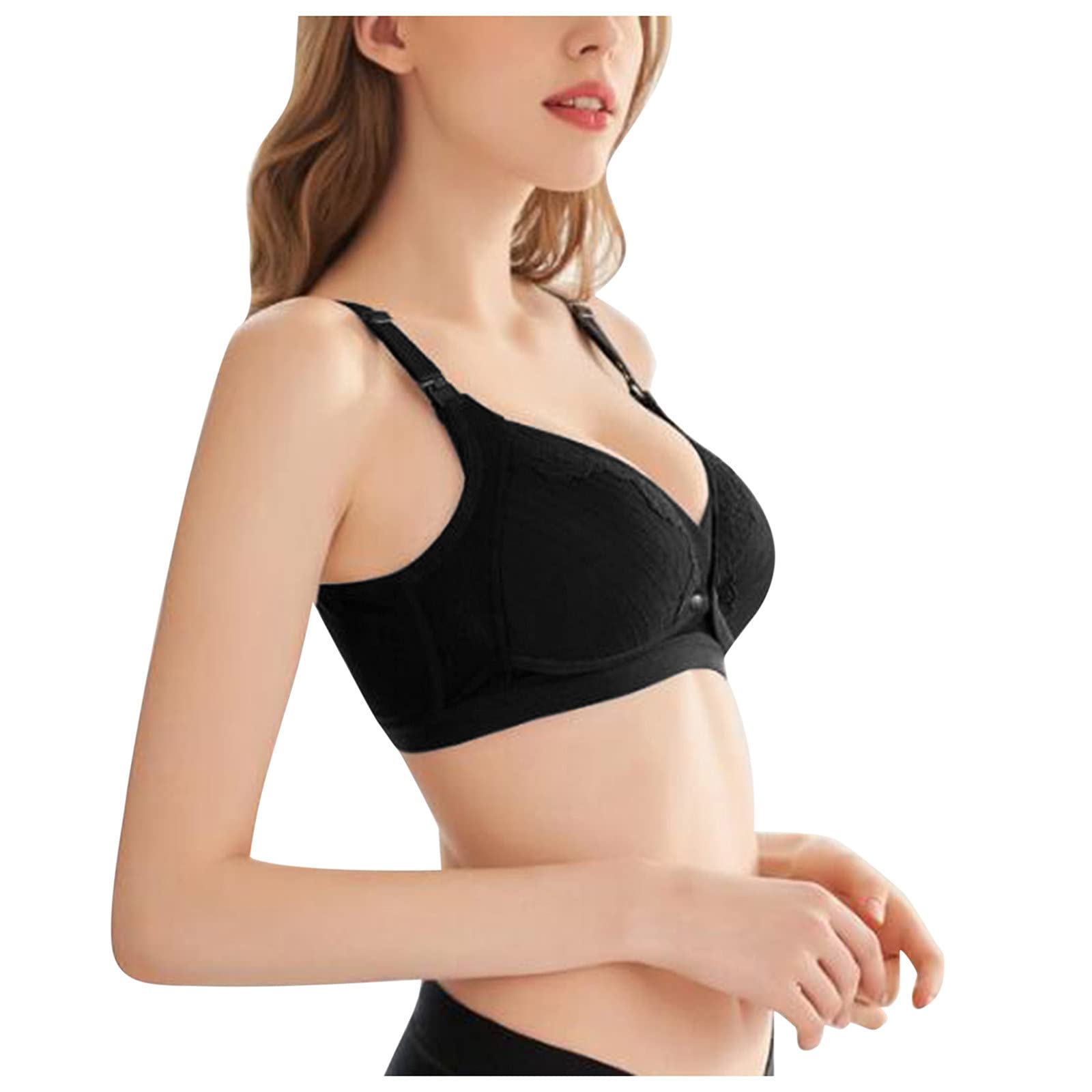Strapless Push Up Bra for Women - Front Closure Maternity Bra with Clear Adjustable Straps | Comfortable Support for Pregnancy, Nursing & Everyday Wear