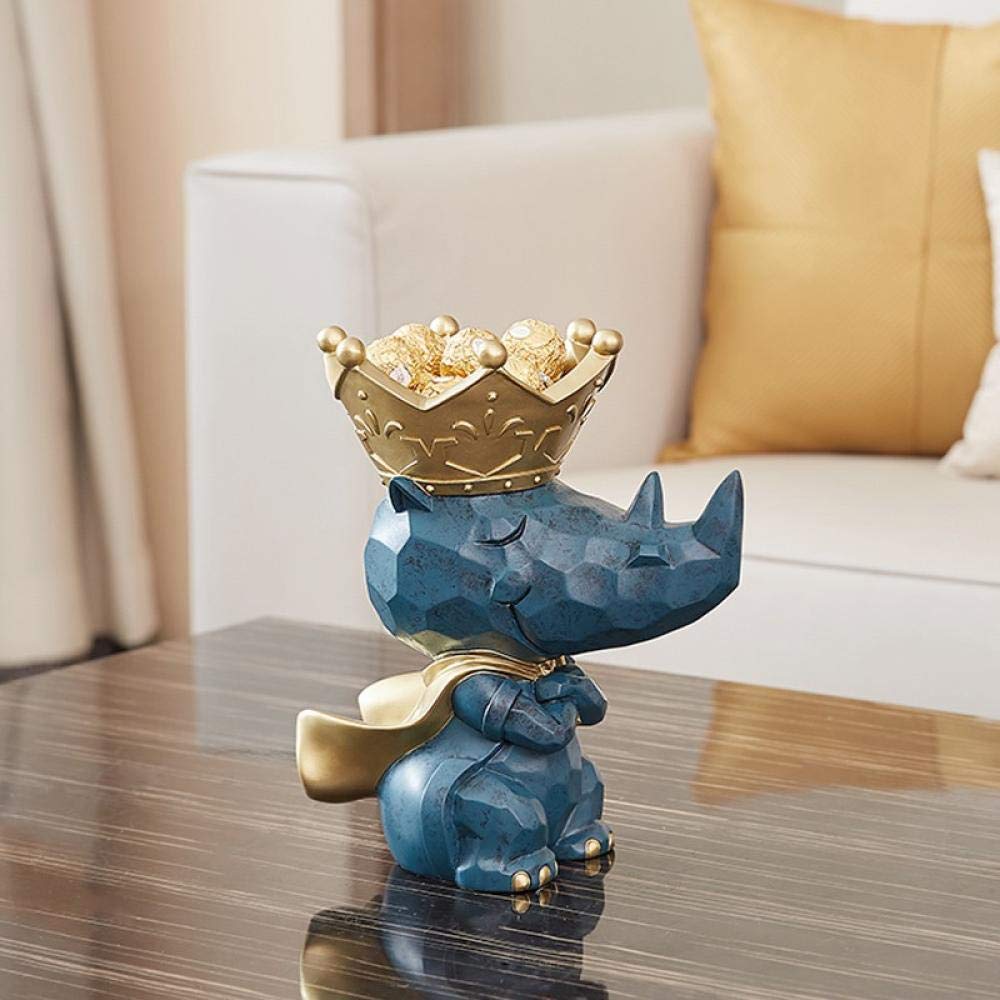 Creative Rhinoceros Statue - Animal Sculpture Figurine for Home Decor, Snack Holder & Remote Control Organizer - Unique Gift for Animal Lovers (Perfect for Living Room, Office Desk, or Bookshelf Decor)