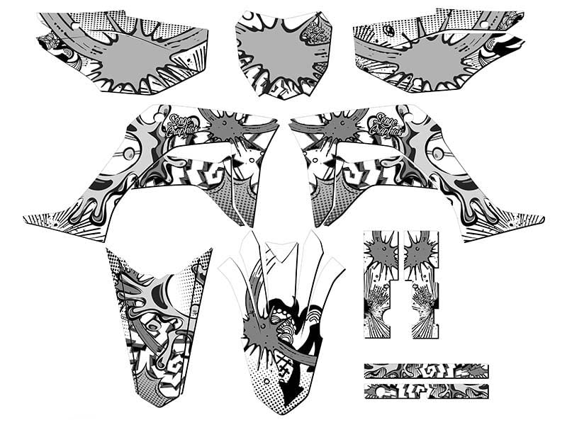 2019-2025 Honda CRF125F Zany White Senge Graphics Complete Kit - Full Body Decal Sticker Set for Dirt Bike Motocross Racing & Off-Road Adventure