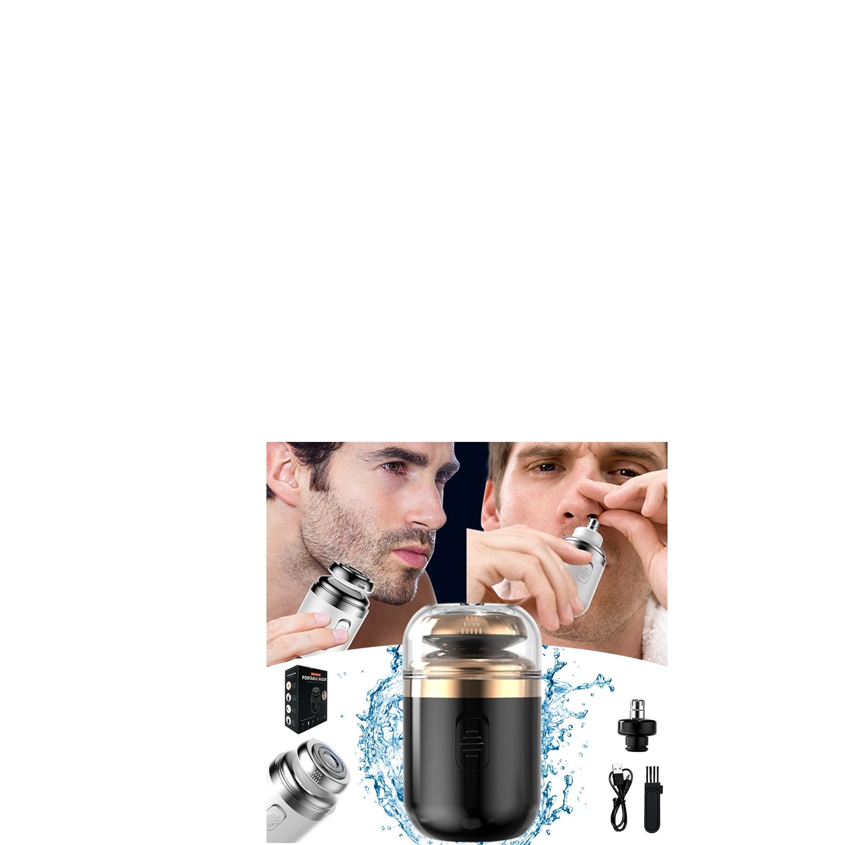Mini Portable Electric Shaver for Men - 2-in-1 Waterproof Face & Nose Hair Trimmer, Travel Size Cordless Shaver with USB Charging - Perfect for Travel, Gym, Office & Daily Grooming (Black)