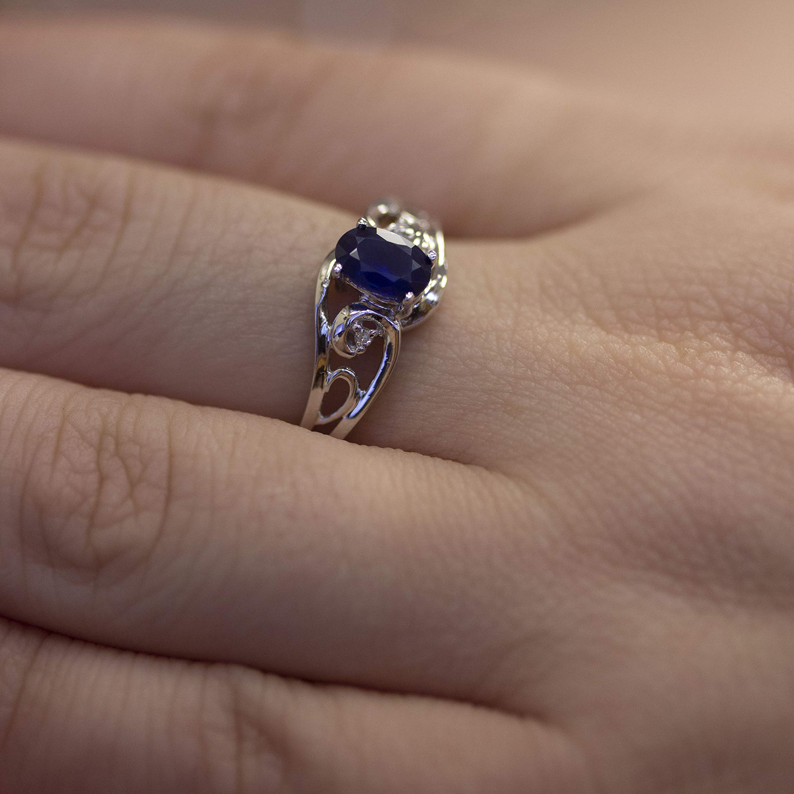 14K White Gold Oval Sapphire and Diamond Ring for Women – Elegant Engagement, Wedding, Anniversary Gift – Perfect for Proposals, Bridal Jewelry & Special Occasions