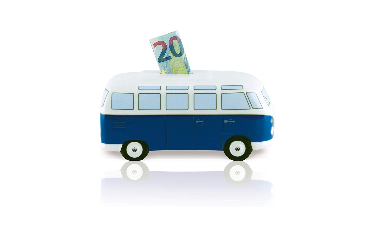 BRISA VW Collection - Volkswagen T1 Bus Samba Piggy Bank Money Coin Box (Classic Blue) - Perfect Gift for Car Enthusiasts & Collectors, Great for Kids' Savings & Home Decor