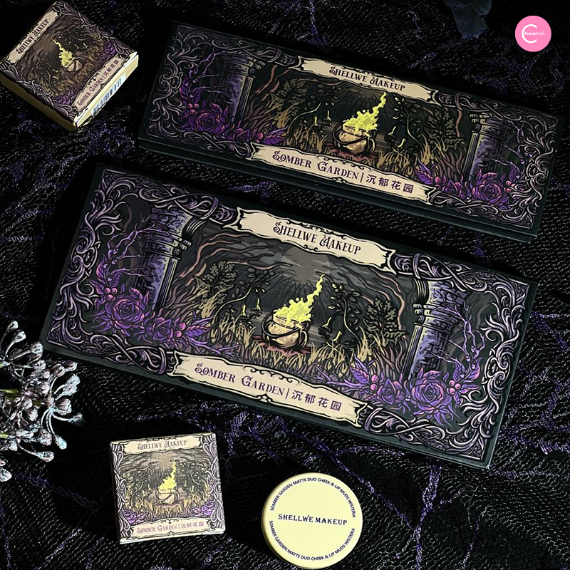 Shellwe x Freya86 Somber Garden Prismatic Chameleon Eyeshadow Palette - Vegan, Long-Lasting Makeup for Party, Halloween & Special Occasions
