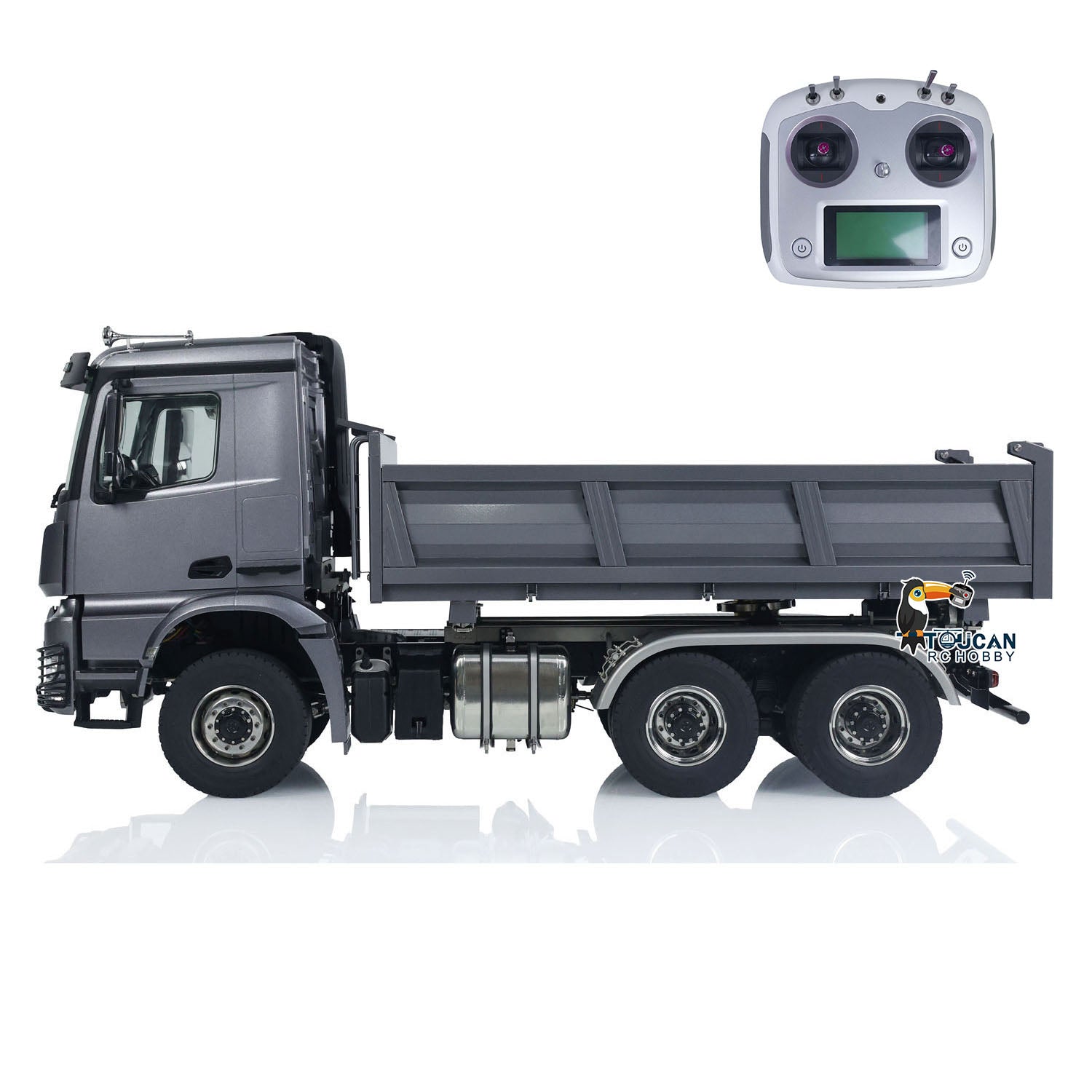 1/14 Scale 6x6 TOUCAN Hydraulic RC Dump Truck - Metal Construction, Radio Controlled Tipper Car with Differential Lock, LED Lights & Realistic Sound - Compatible with FlySky I6S Remote - Perfect for Construction Site Play, Off-Road Adventure & RC Hobby Enthusiasts