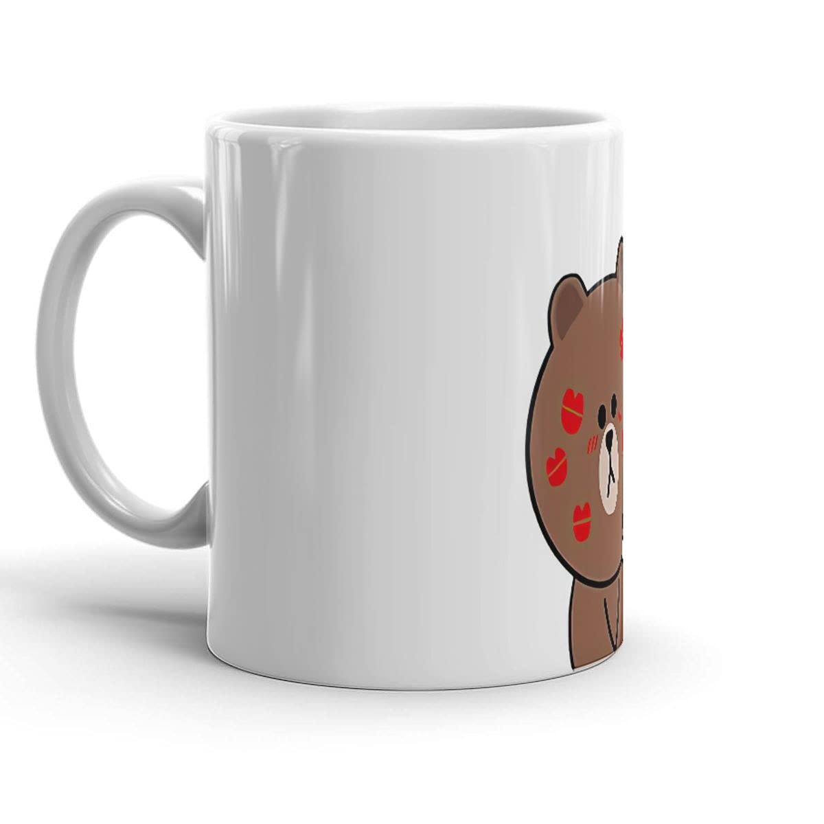 Ceramic White Coffee Mug with Brown Bear & Bunny Design - 11oz & 15oz Microwave & Dishwasher Safe - Perfect for Holidays, Weddings, Birthdays, Office & Home Use - Great for Tea, Coffee & Party Celebrations