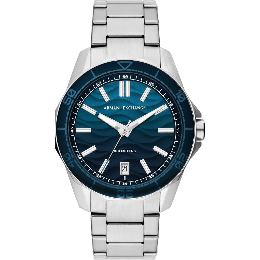 Armani Exchange AX1950 Men's Watch - Blue Dial, Silver Stainless Steel Strap | Stylish Casual & Business Wear for Men