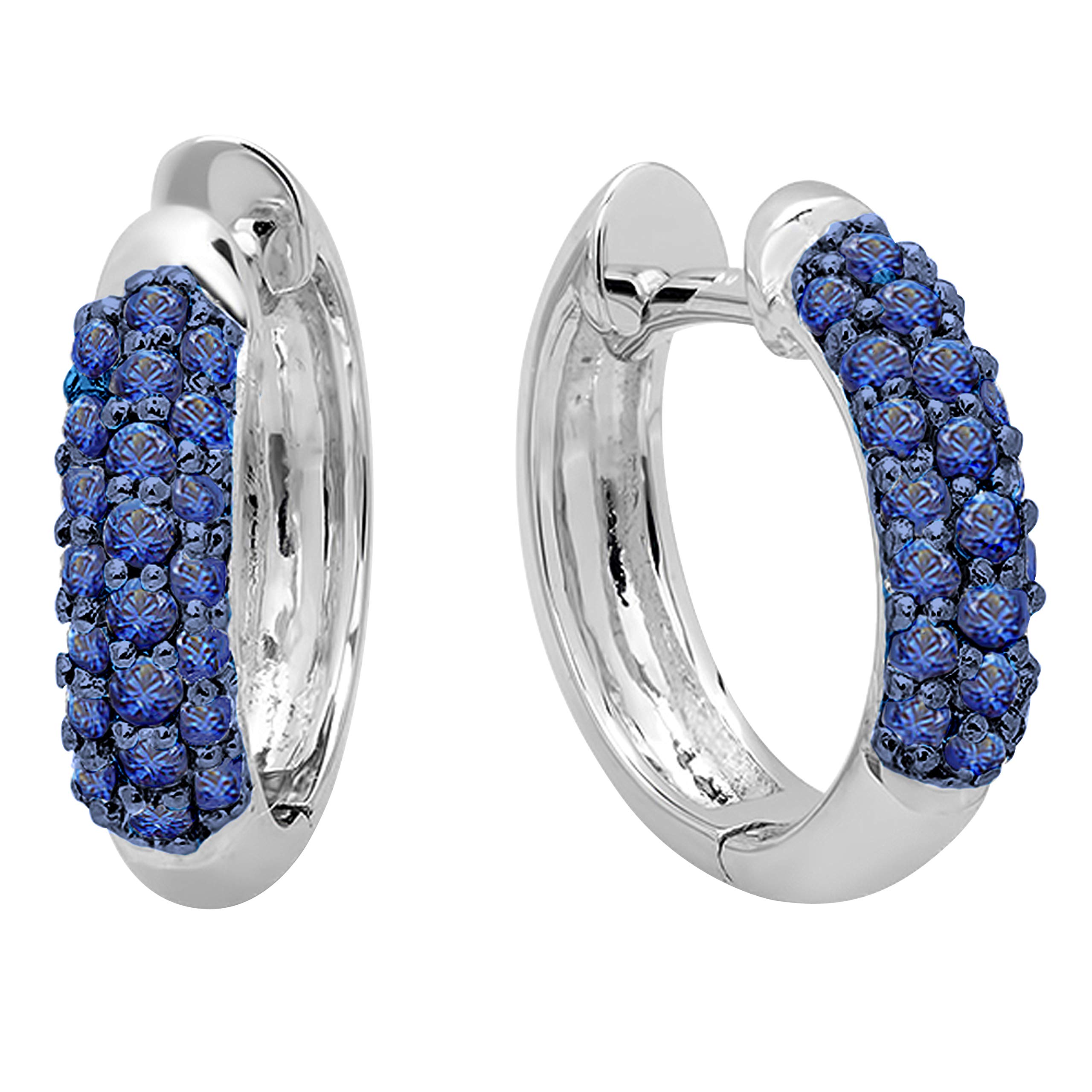 Dazzlingrock Collection 14K Solid White Gold Round Gemstone Women's Huggie Hoop Earrings - Perfect for Everyday Wear, Date Nights & Special Occasions