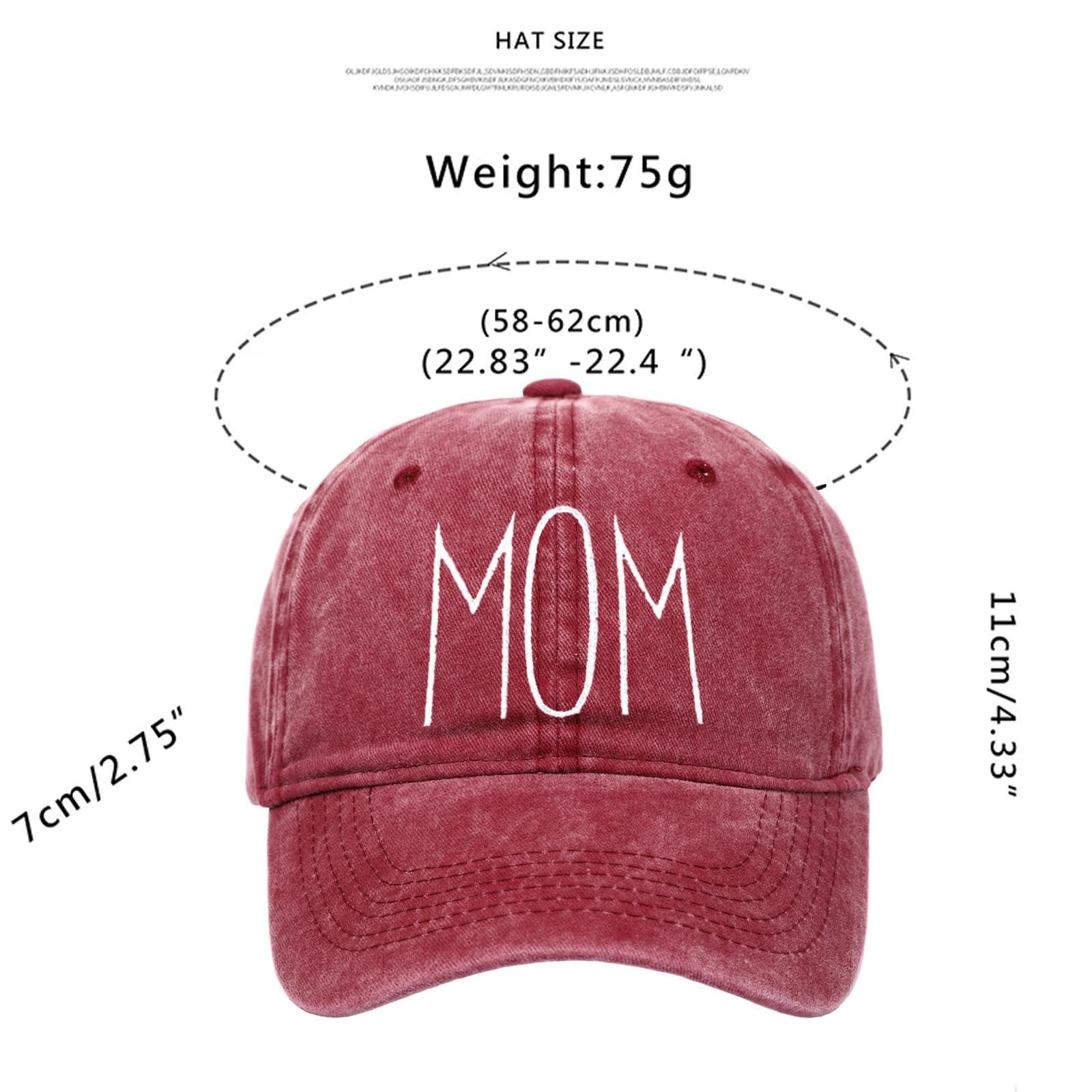 Baoblaze Embroidered Baseball Cap for Mom - Adjustable Distressed Women's Baseball Hat - Perfect for Outdoor Adventures, Mother's Day Gifts & Family Outings