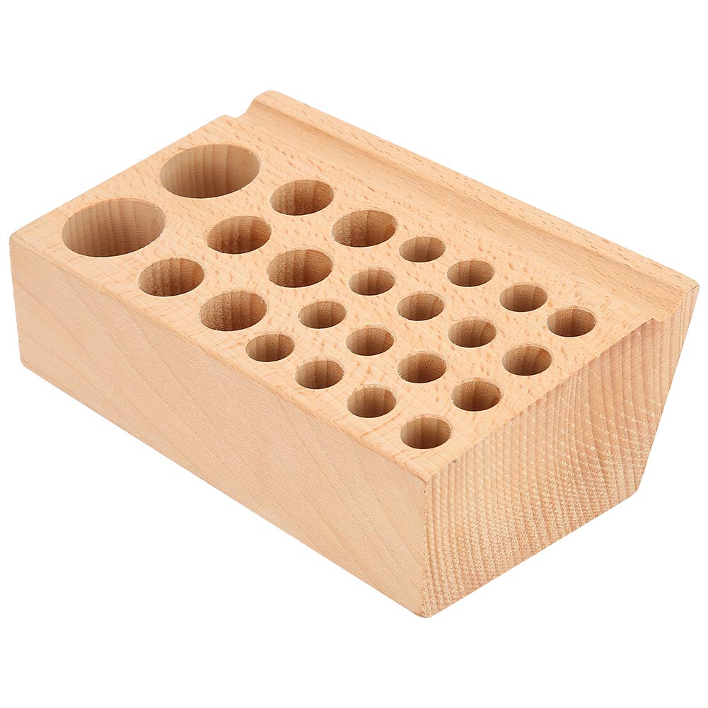 Fdit 24 Holes Wooden Leather Tool Organizer - Beech Wood Punch Tool Holder Rack for Leather Crafting, DIY Projects & Workshop Storage - Perfect for Leatherworking, Jewelry Making & Hand Tool Organization
