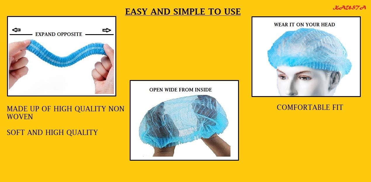 KAPGGRILA Disposable Non-Woven Head Caps (100 Pack) - Hair Protection for Food Service, Medical & Salon Use