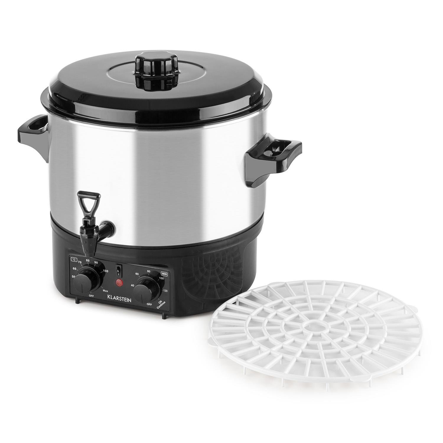 Klarstein Biggie Small 16L Electric Preserves Cooker & Mulled Wine Maker - 2000W, Adjustable Temperature, 120-Min Timer, Stainless Steel with Spigot & Insulated Handle - Perfect for Homemade Jams, Cider, and Holiday Beverages