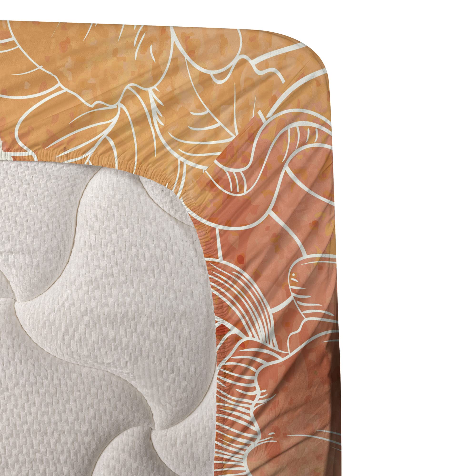 Ambesonne 3-Piece Floral Bedding Set - Tropical Hawaiian Island Flower Design with Abstract Striped Backdrop, Twin XL, Vermilion | Soft & Breathable Sheets for Guest Rooms, Dorms, Vacation Homes