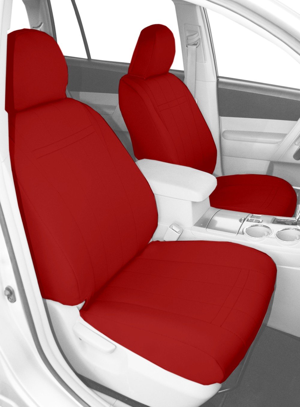 CalTrend Neoprene Seat Covers for 2011-2018 Jeep Wrangler JK - Red Insert & Trim | Waterproof & Durable Front Bucket Seat Protection for Off-Road Adventures & Daily Commute