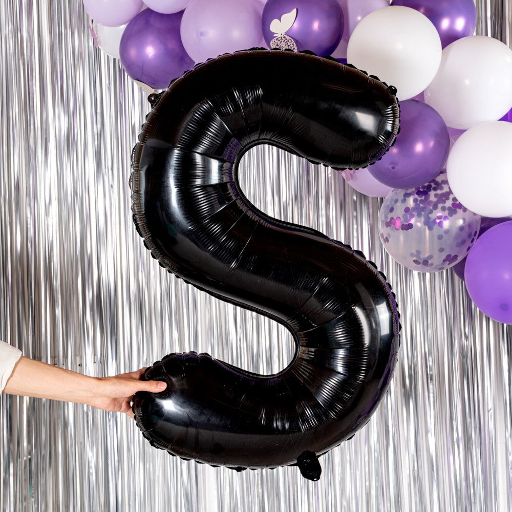Balloonify Black Mylar Letter S Balloon - 40 Inch Large Foil Alphabet Balloon for Birthday Party Decorations, Wedding, Baby Shower & Graduation Events - 1 Count Box