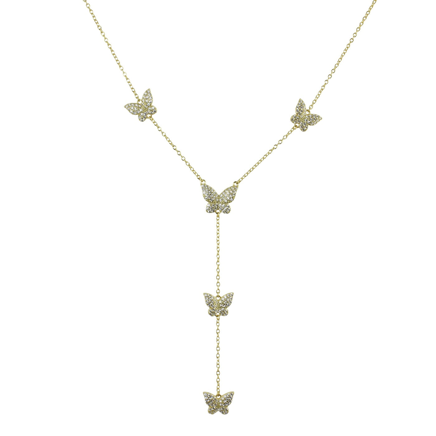 Elegant Multi Butterfly Lariat Necklace for Women - Boho Layered Chain Jewelry for Casual & Formal Occasions