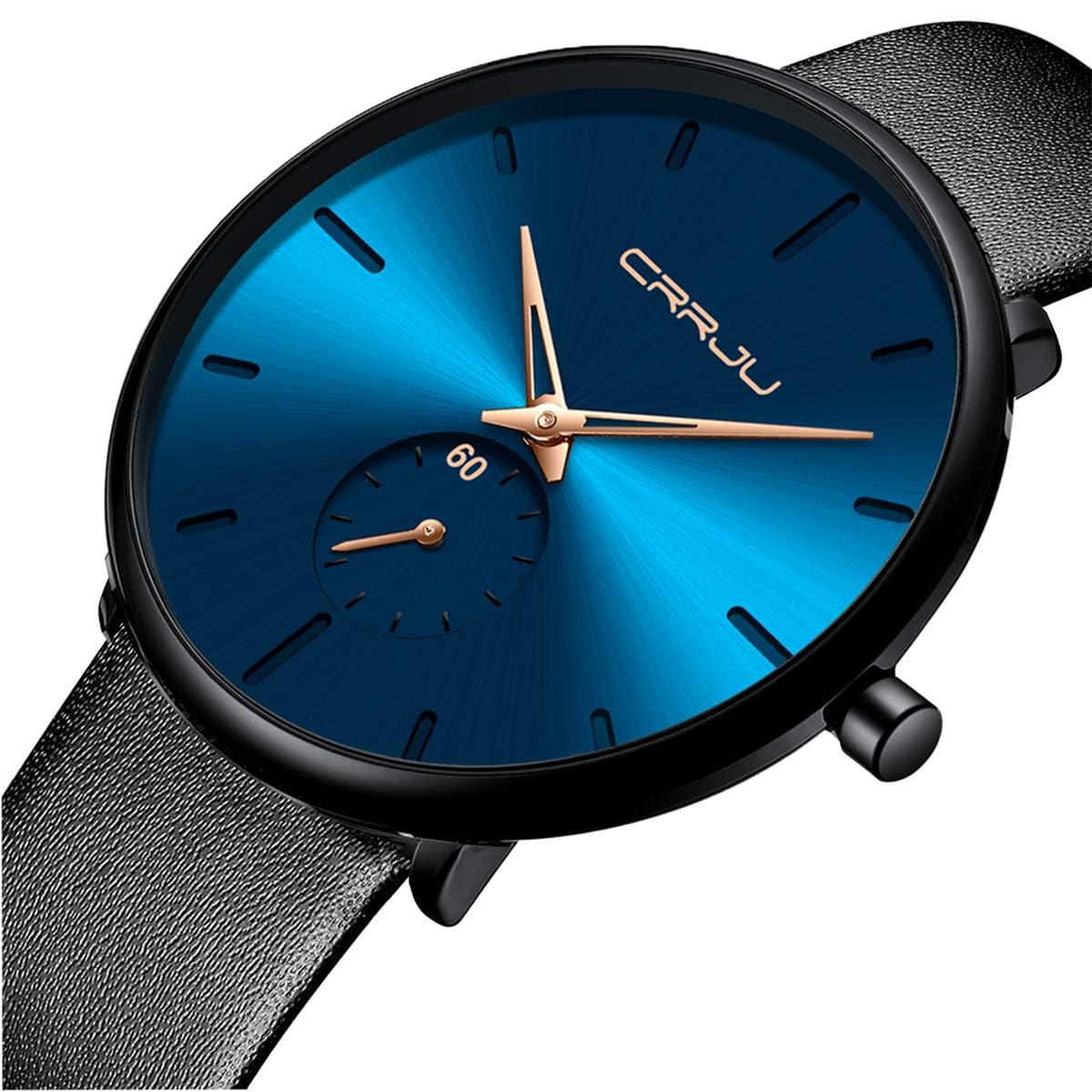 Ultra-Thin Minimalist Waterproof Men's Watch - Slim Dress Watch with Genuine Leather Band for Business & Casual Wear | Unisex Wristwatch for Office, Dating & Everyday Use