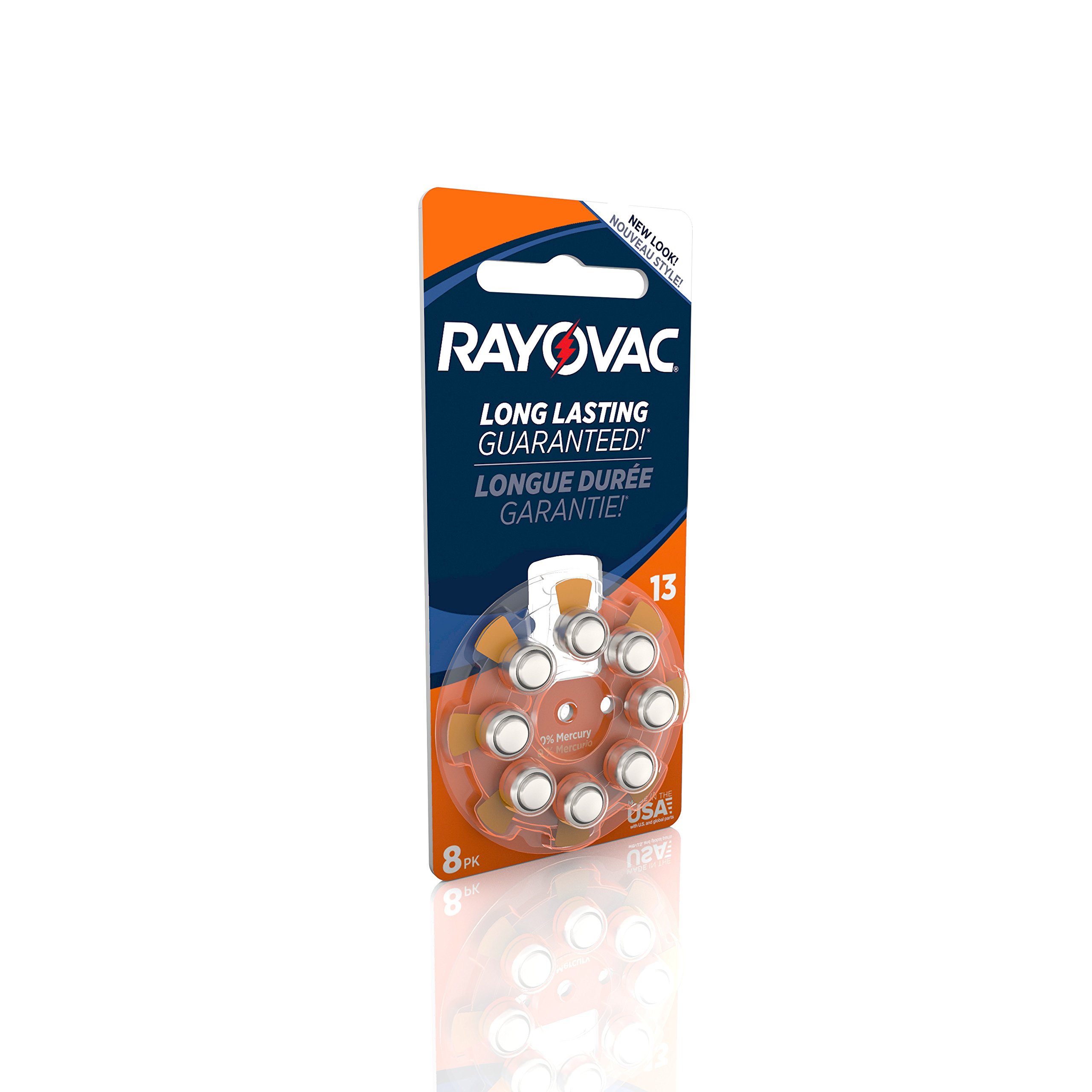 Rayovac Size 13 Hearing Aid Batteries - 8 Pack, Mercury-Free Zinc Air Power (L13ZA-8ZM) | Long-Lasting for Better Hearing | Perfect for Travel & Daily Use
