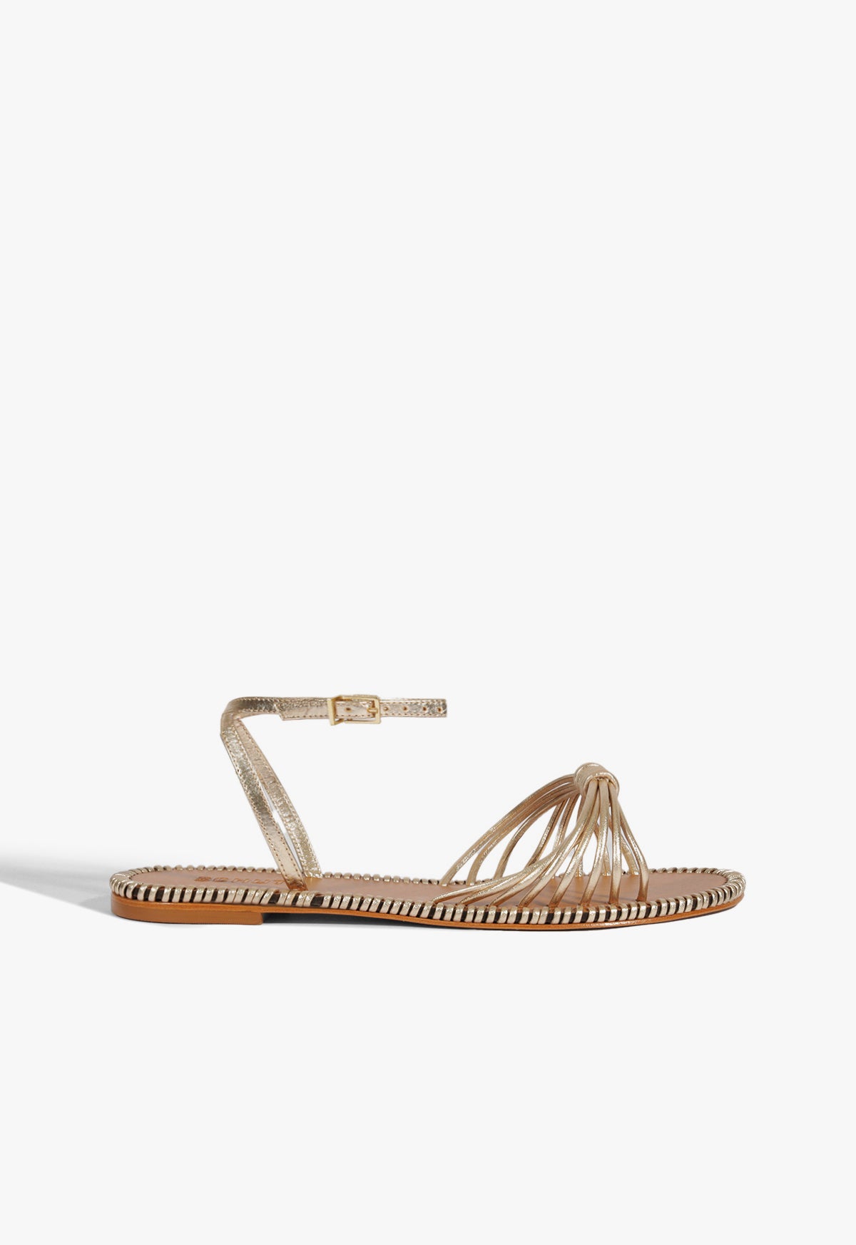 Livia Women's Gold Leather Flat Sandals - Comfortable Casual Summer Shoes for Beach, Travel & Everyday Wear
