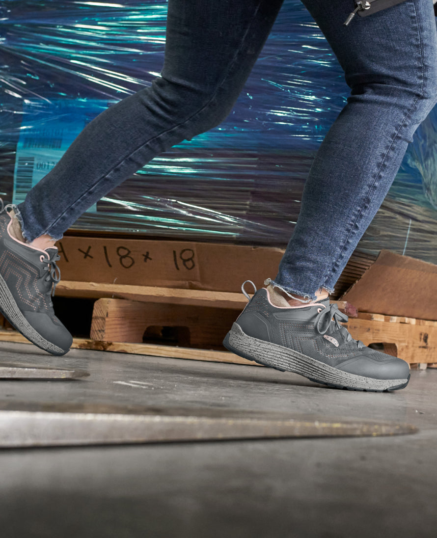 Sparta 2 Women's Aluminum Toe Work Boots - Steel Grey & Peach Whip - Durable Safety Shoes for Construction, Warehouse & Outdoor Work