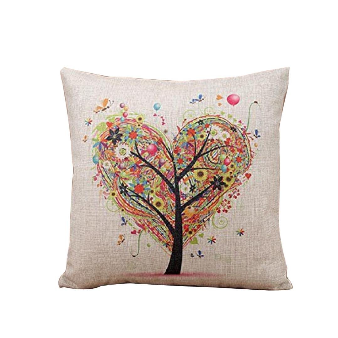Vintage Cotton Linen Pillow Cover - Home Decor for Sofa & Bed (Beige)