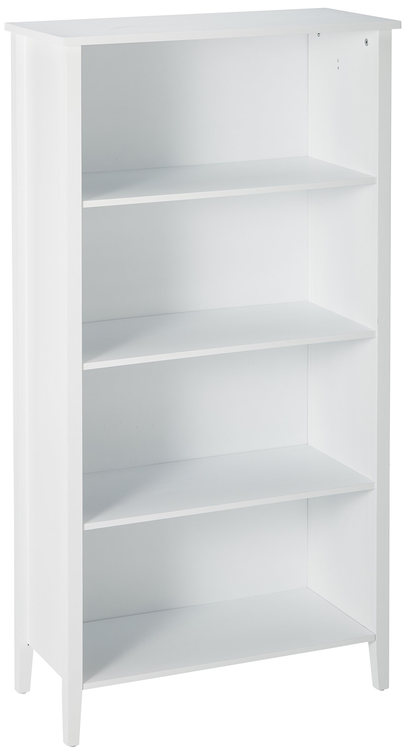 Kings Brand White Wooden 4-Shelf Bookcase - Modern Bookshelf for Living Room, Office & Bedroom Storage & Organization