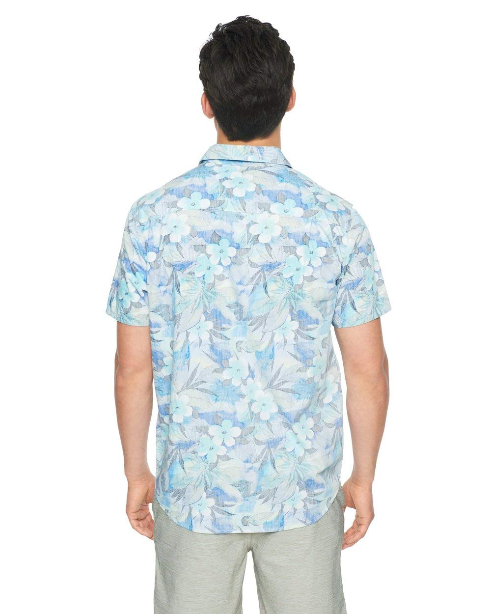Hurley Men's Spray Gun Short Sleeve Woven Shirt - Half Blue Casual Button-Up Shirt 2XL for Beach, Surfing & Summer Outdoor Activities