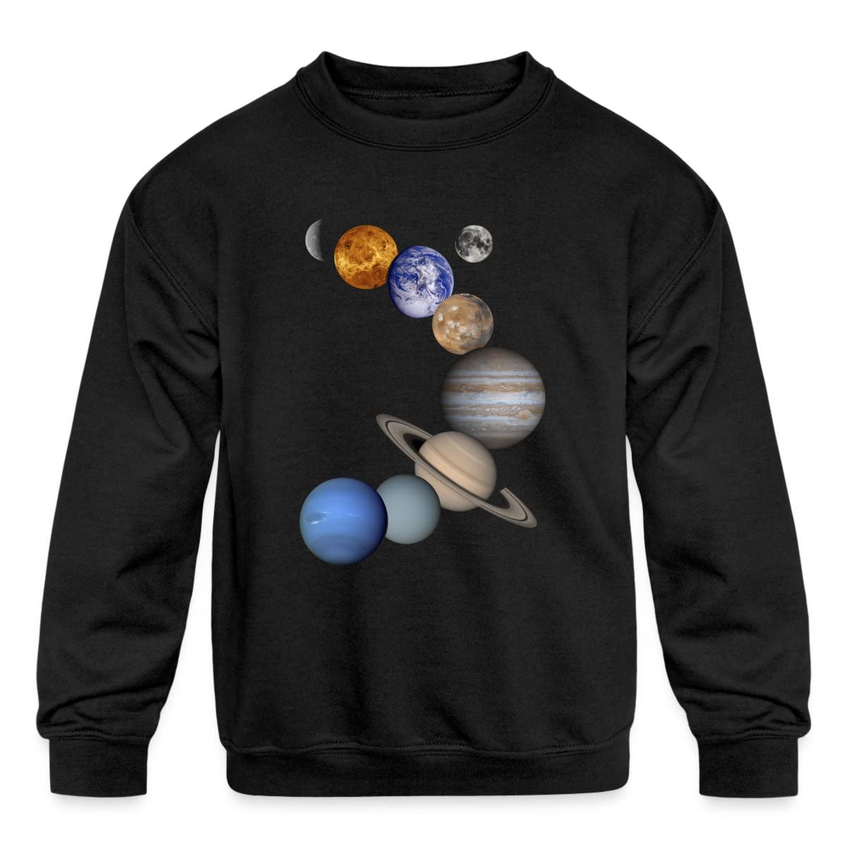 Solar System Planets Astronomy Kids' Crewneck Sweatshirt - Space Themed Cotton Pullover for Boys & Girls - Perfect for School, Science Class & Stargazing