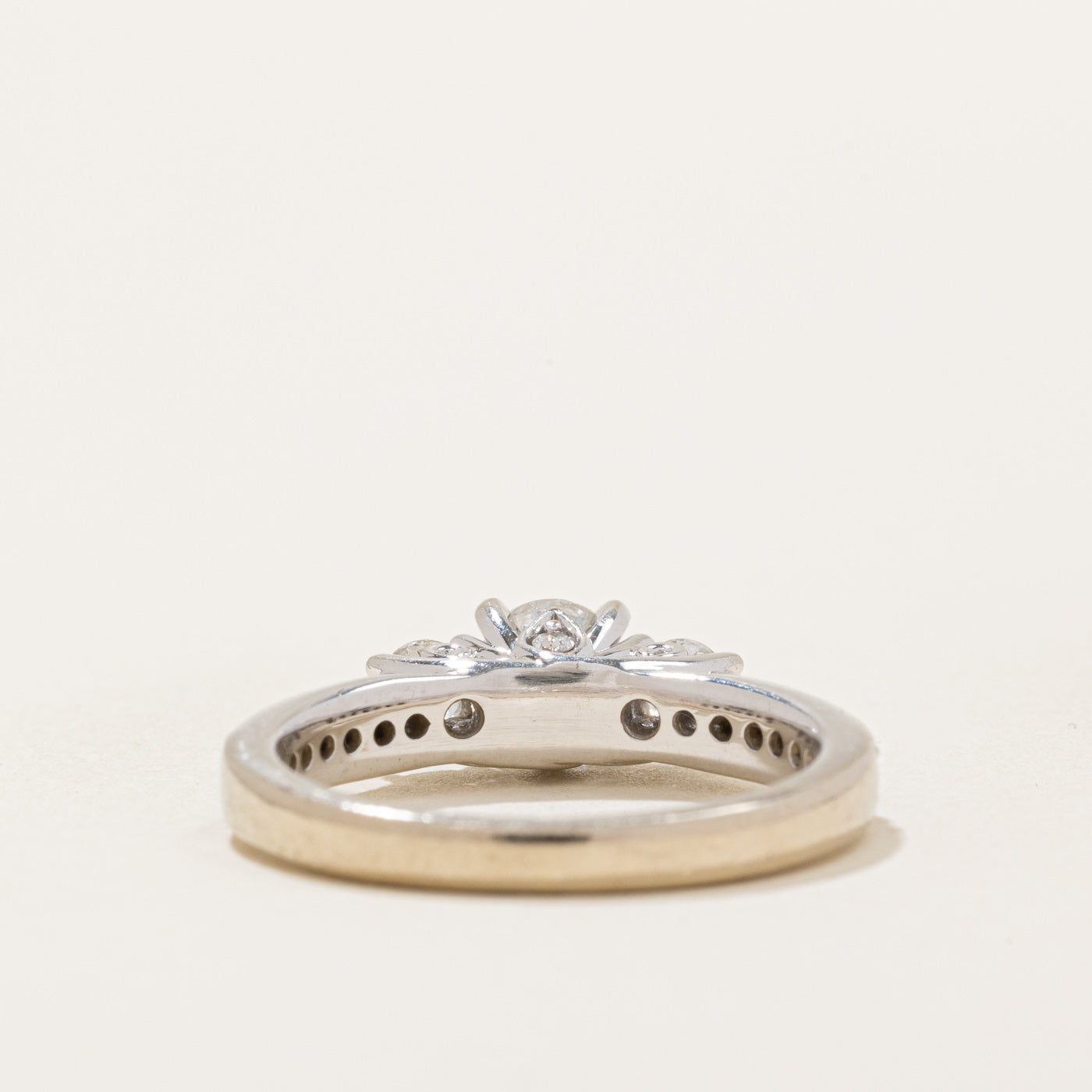 Exquisite 14k White Gold Three Stone Diamond Ring with Accent Diamonds | 0.5ct Center Stone, 0.3ctw Side Stones, 0.05ctw Accents | Size 5.5 | Perfect for Engagement, Anniversary & Special Occasions
