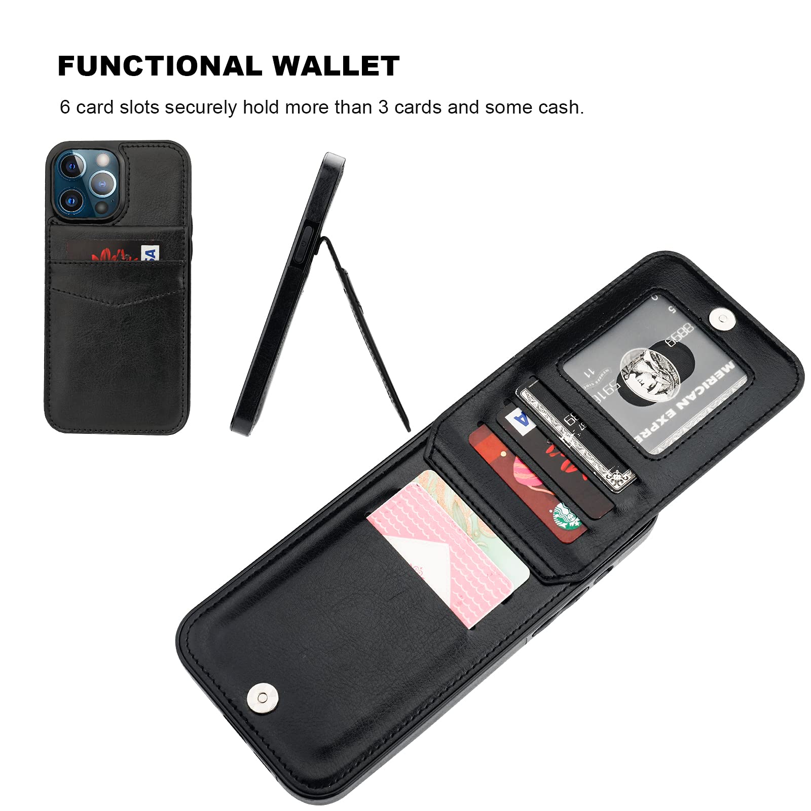 Premium Leather Magnetic Wallet Case for iPhone 13 Pro Max 6.7