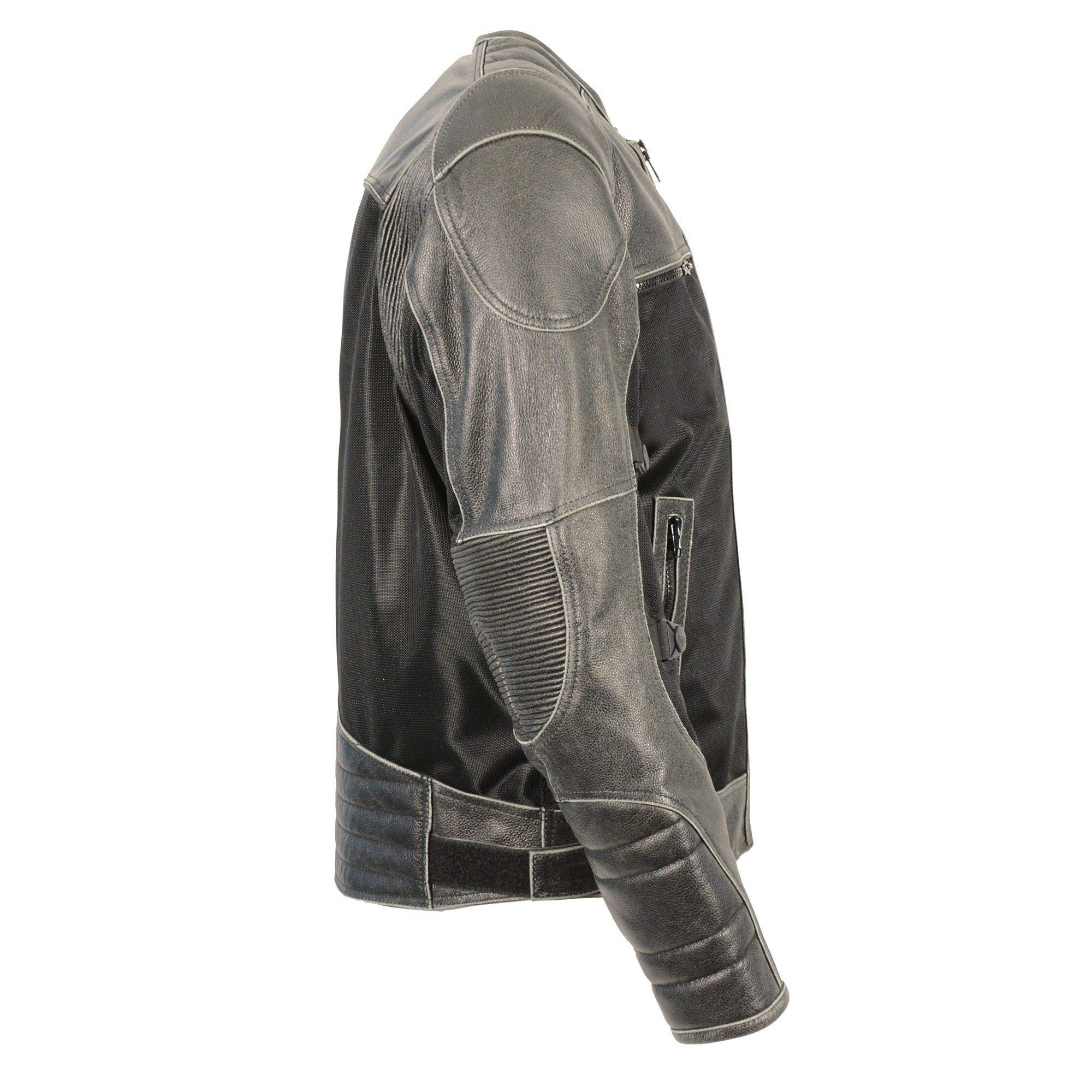 Milwaukee Performance Men's Mesh & Leather Scooter Jacket - Breathable Motorcycle Riding Gear for Urban Commuting & Outdoor Adventures
