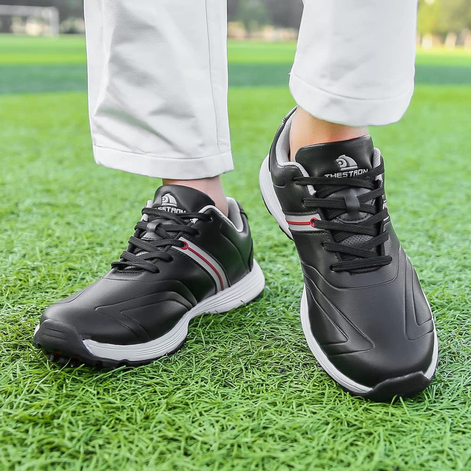 **Men's Waterproof Spiked Golf Shoes - Lightweight Non-Slip Walking Shoes for Professional & Casual Golfers - Plus Size Available - Perfect for Golf Courses & Outdoor Sports**