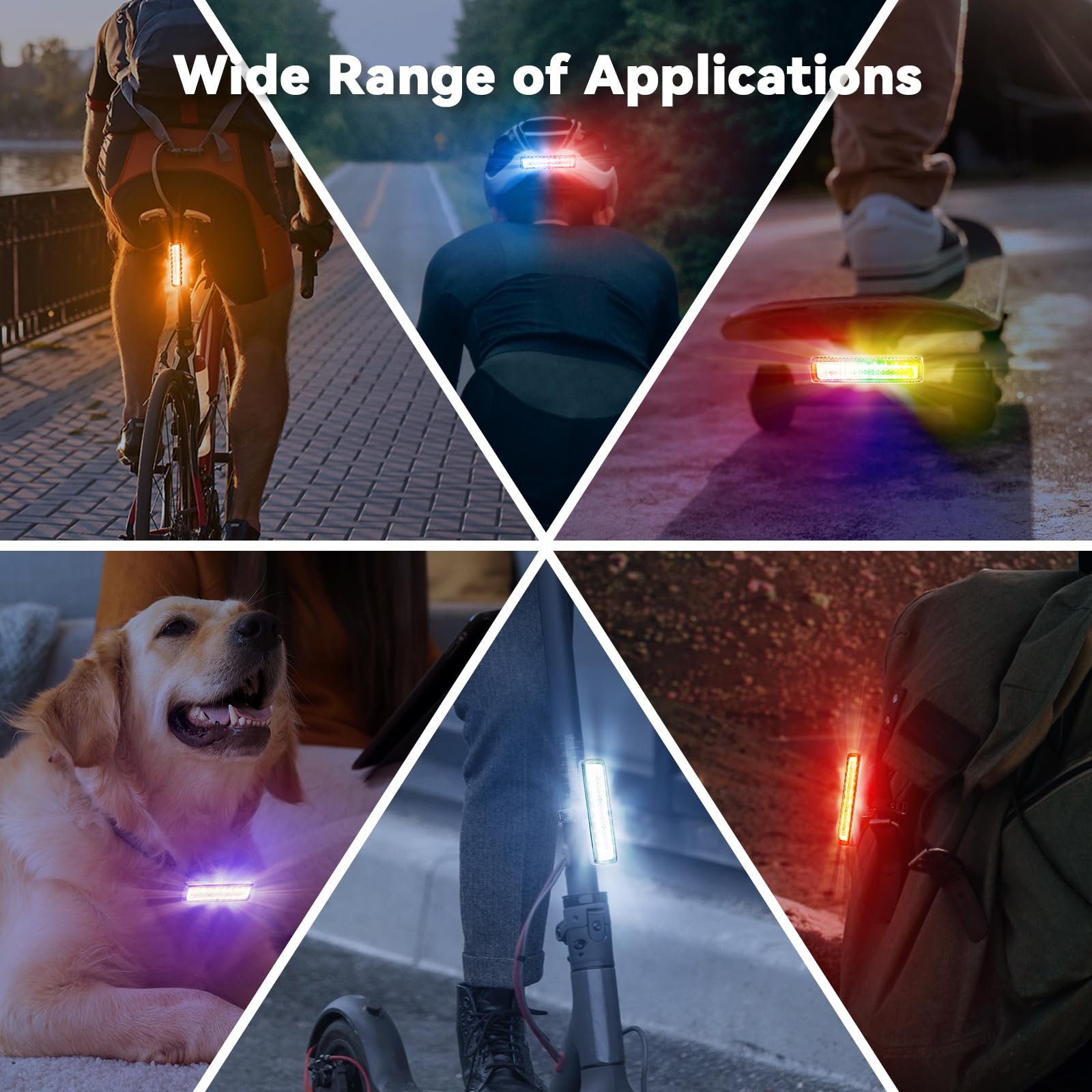 USB-C Rechargeable RGB Bike Tail Light - IPX6 Waterproof LED Bicycle Rear Light with 7 Colors & 14 Modes - Perfect for Night Cycling, Scooters, Roller Skates & Helmet Safety
