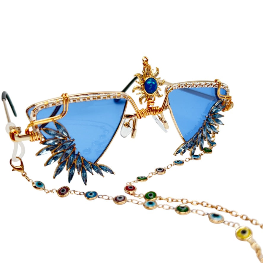 CRYSTAL BLUES Necklace with Chain - Elegant Blue Crystal Pendant for Women, Perfect for Parties, Weddings & Everyday Wear