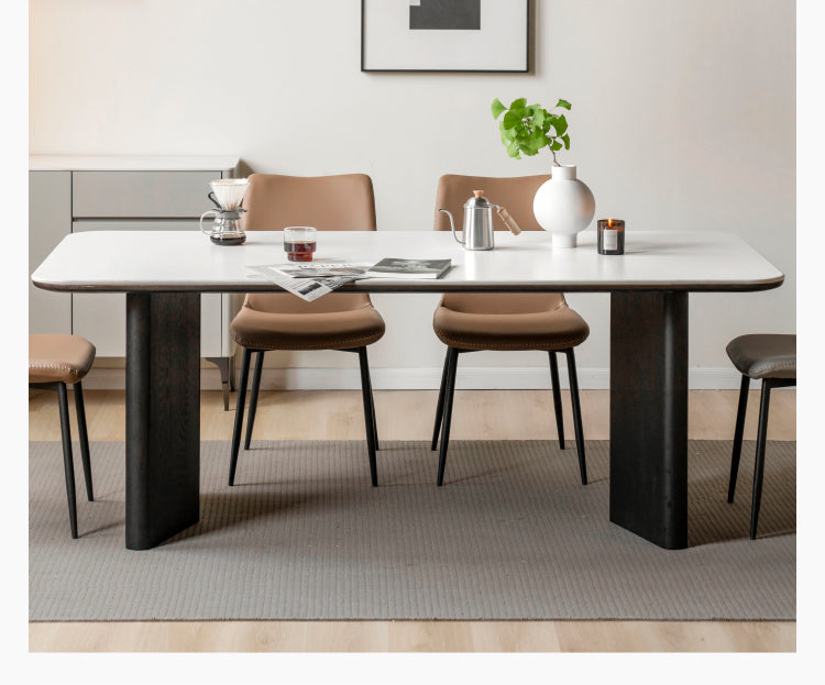 Solid Oak Wood Italian Dining Table - Rustic Farmhouse Style for Kitchen, Dining Room & Entertaining