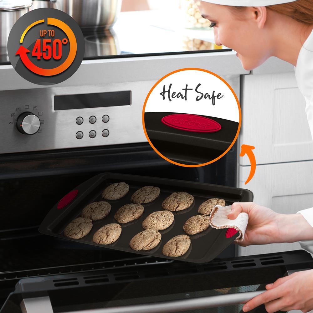 Non-Stick Baking Pans Set for Oven - 3-Piece Cookie Sheet, Pizza Pan & Cake Pan - Perfect for Baking, Roasting & Cooking at Home