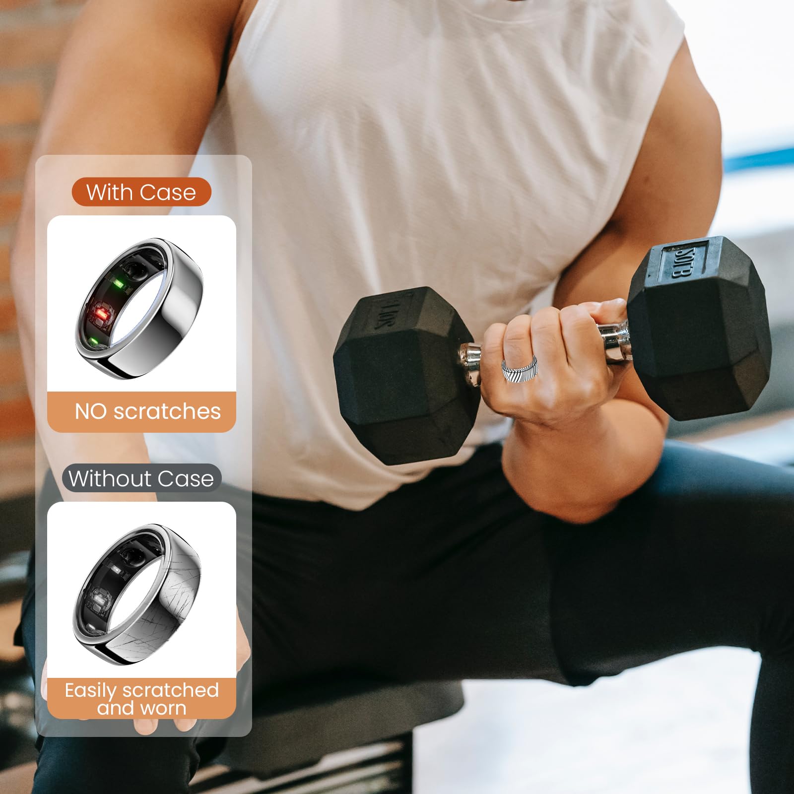 Silicone Ring Cover for Samsung Galaxy Ring & Oura Ring Gen 3/4 - Elastic Protective Case for Workouts, Sports & Daily Wear - Compatible with Sizes 6-10 (FlowersA Design) - Perfect Fitness Accessory for Men & Women